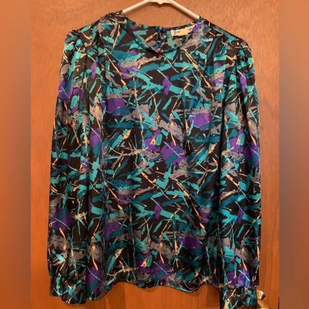 Jeri Marque Women's Vintage 80s 90s‎ Abstract Blouse Shirt - Size 12